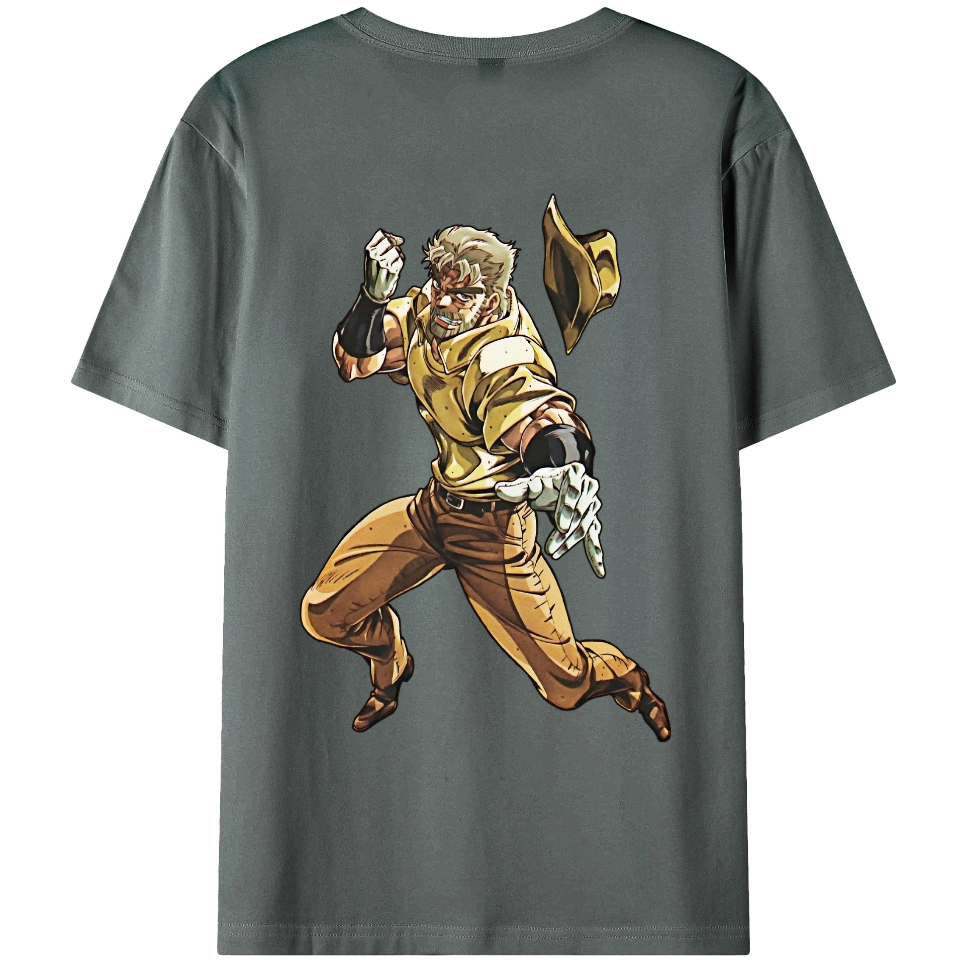 （画像用） ジョジョの奇妙な冒険 ジョセフ?ジョースター JoJo's Bizarre Adventure Joseph Joestar 綿100％ メンズ半袖Tシャツ（バックプリント） 通気性